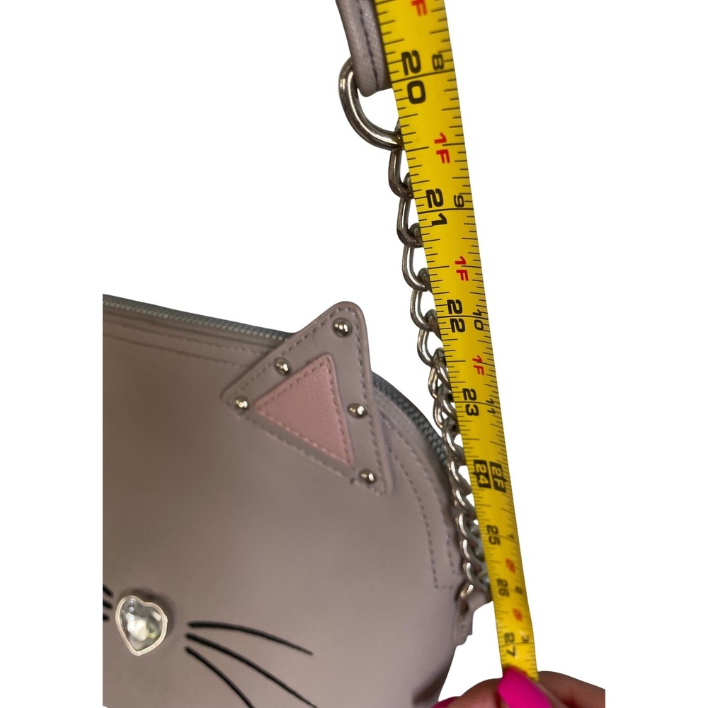 Betsey Johnson Grey Cat Face Crossbody Bag Heart Nose Studded Ears Novelty Purse - Picture 7 of 11